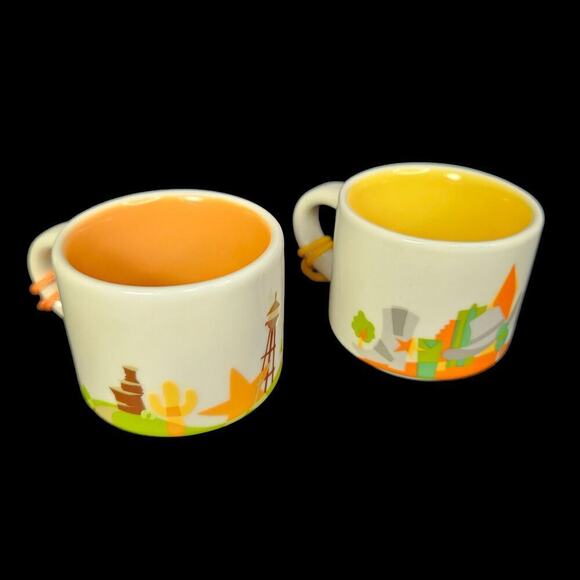 Starbucks Ornaments Dallas Texas Demitasse Coffee Cups 2 oz Set of Two Boxed New - Picture 3 of 11